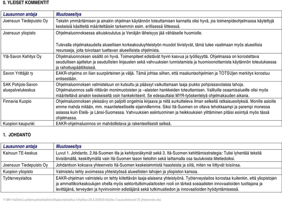 erillisessä liitteessä. Ohjelmaluonnoksessa aikuiskoulutus ja Venäjän läheisyys jää vähäiselle huomiolle.