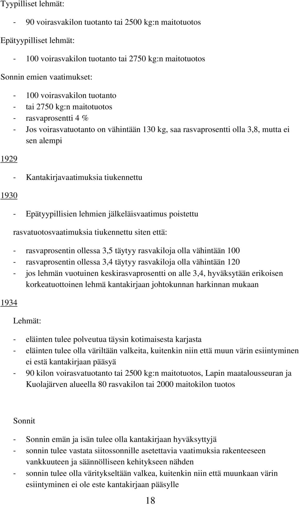 tiukennettu - Epätyypillisien lehmien jälkeläisvaatimus poistettu rasvatuotosvaatimuksia tiukennettu siten että: - rasvaprosentin ollessa 3,5 täytyy rasvakiloja olla vähintään 100 - rasvaprosentin