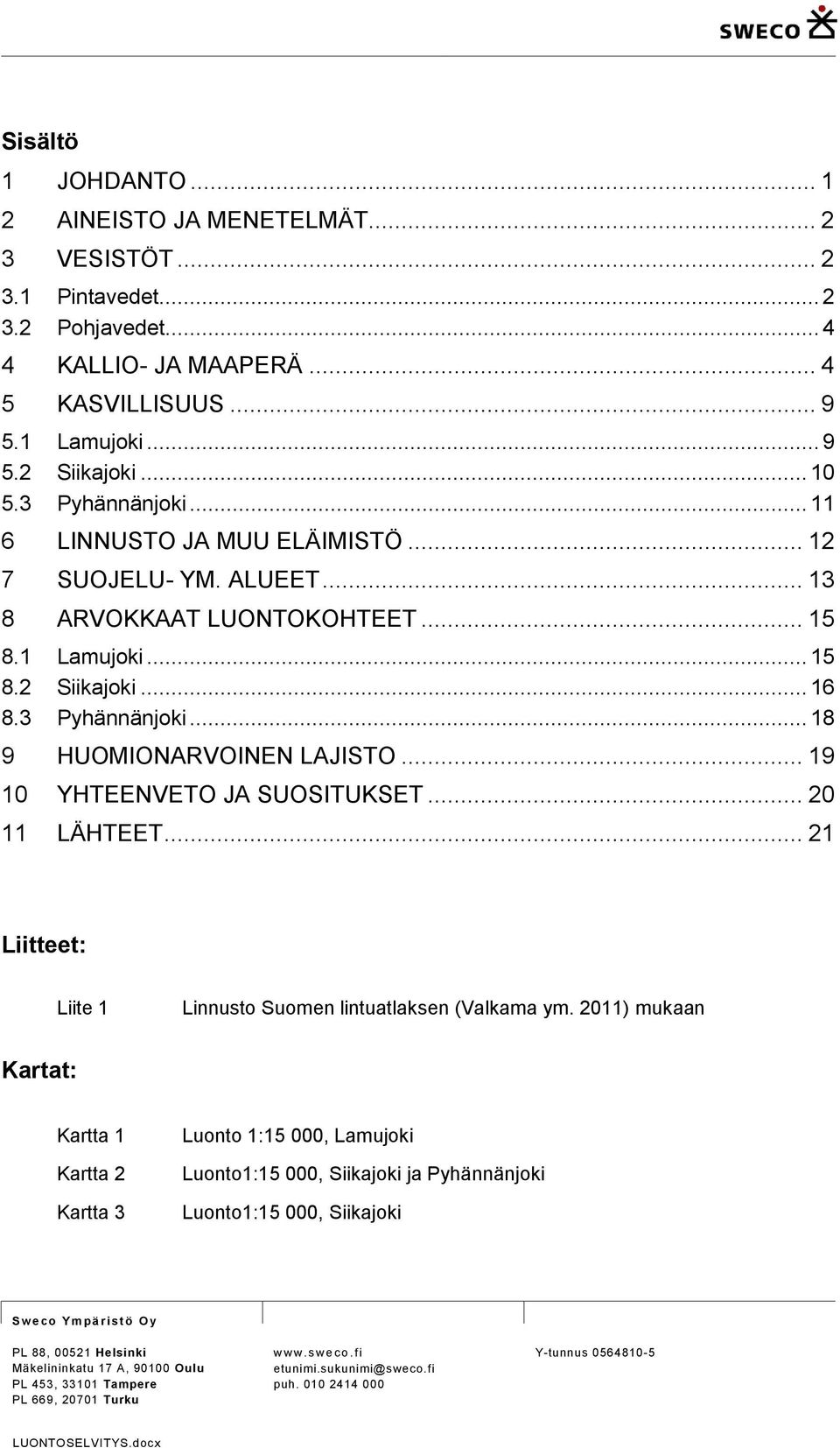 .. 19 10 YHTEENVETO JA SUOSITUKSET... 20 11 LÄHTEET... 21 Liitteet: Liite 1 Linnusto Suomen lintuatlaksen (Valkama ym.