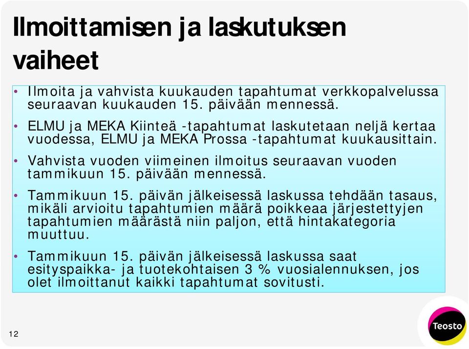 Vahvista vuoden viimeinen ilmoitus seuraavan vuoden tammikuun 15. päivään mennessä. Tammikuun 15.