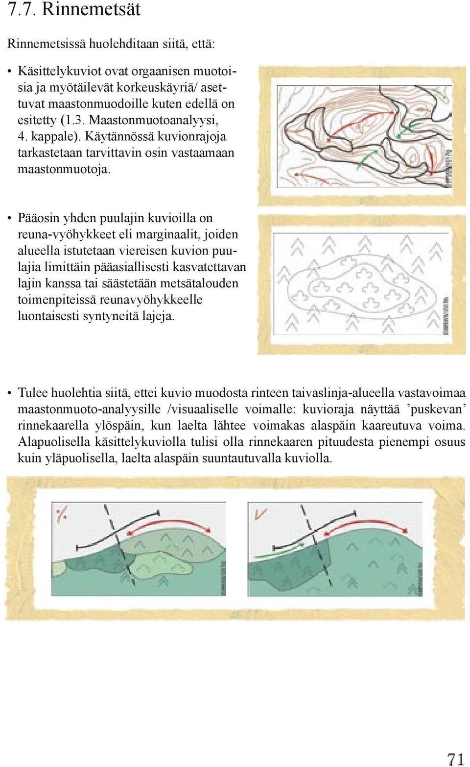 Pääosin yhden puulajin kuvioilla on reuna-vyöhykkeet eli marginaalit, joiden alueella istutetaan viereisen kuvion puulajia limittäin pääasiallisesti kasvatettavan lajin kanssa tai säästetään