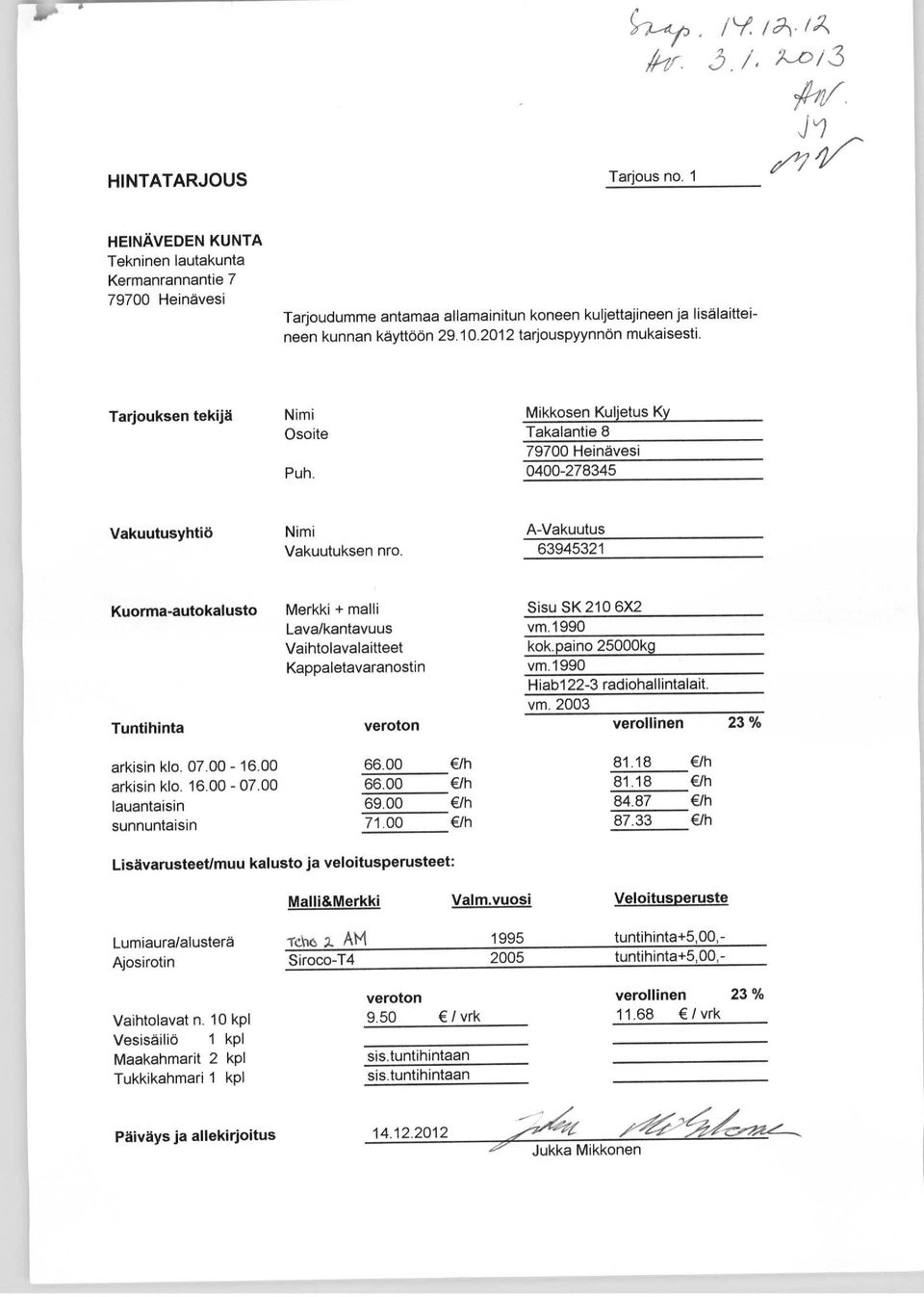 00 lauantaisin sunnuntaisin Merkki + malli Lava/kantavuus Vaihtolavalaitteet Kappaletavaranostin veroton 66.00 66.00 69.00 71.00 Sisu SK 210 6X2 vm.1990 kok.paino 25000kg vm.