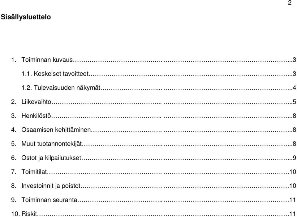 Muut tuotannontekijät.....8 6. Ostot ja kilpailutukset..9 7. Toimitilat. 10 8.
