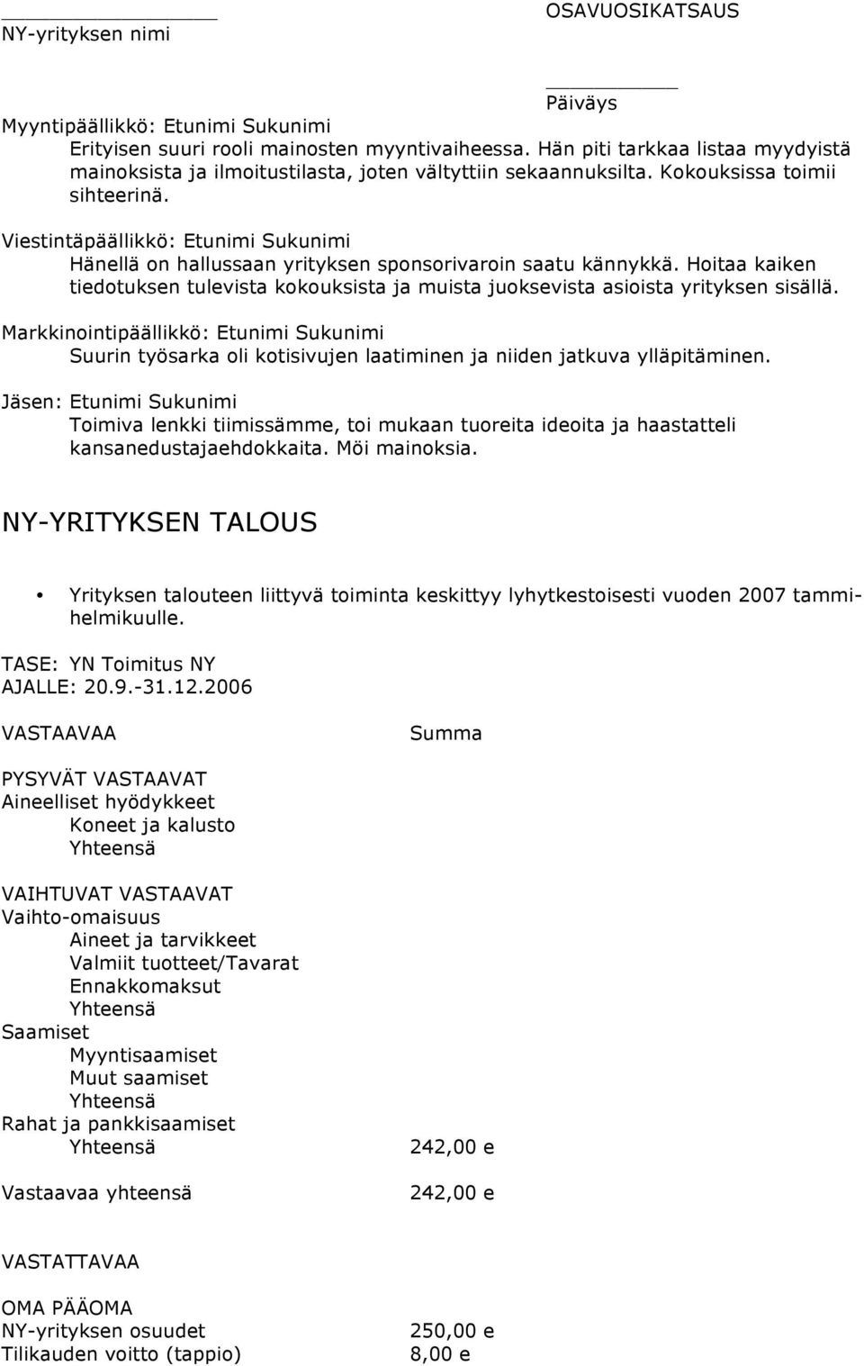 Hoitaa kaiken tiedotuksen tulevista kokouksista ja muista juoksevista asioista yrityksen sisällä.