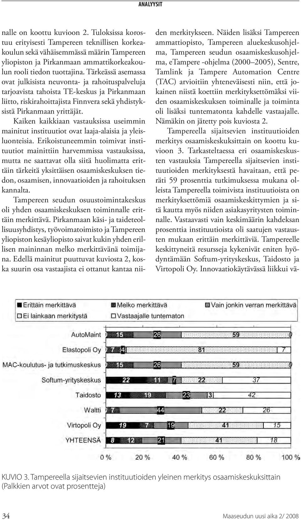 Kaiken kaikkiaan vastauksissa useimmin mainitut instituutiot ovat laaja-alaisia ja yleisluonteisia.