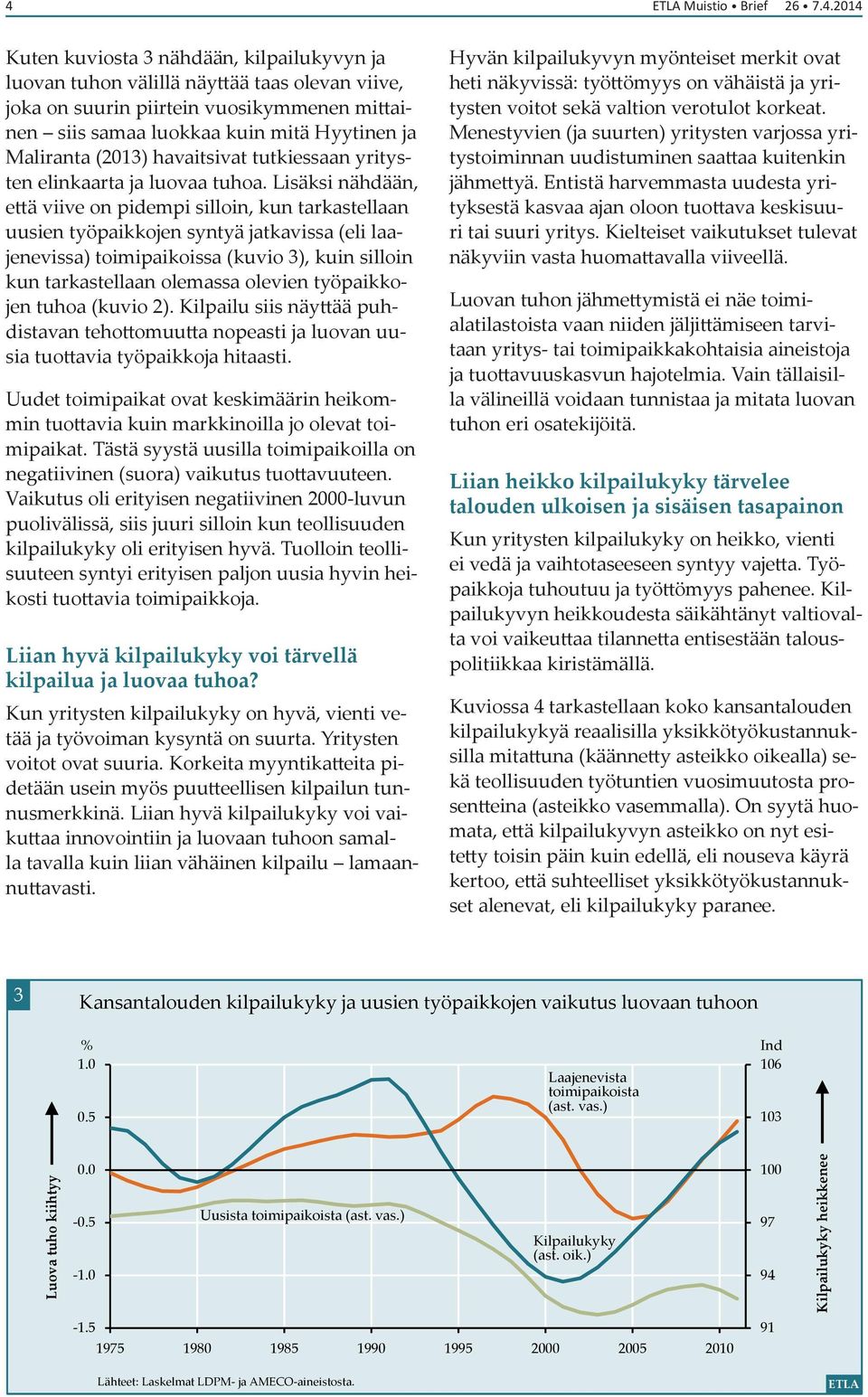 Lisäksi nähdään, että viive on pidempi silloin, kun tarkastellaan uusien työpaikkojen syntyä jatkavissa (eli laajenevissa) toimipaikoissa (kuvio 3), kuin silloin kun tarkastellaan olemassa olevien