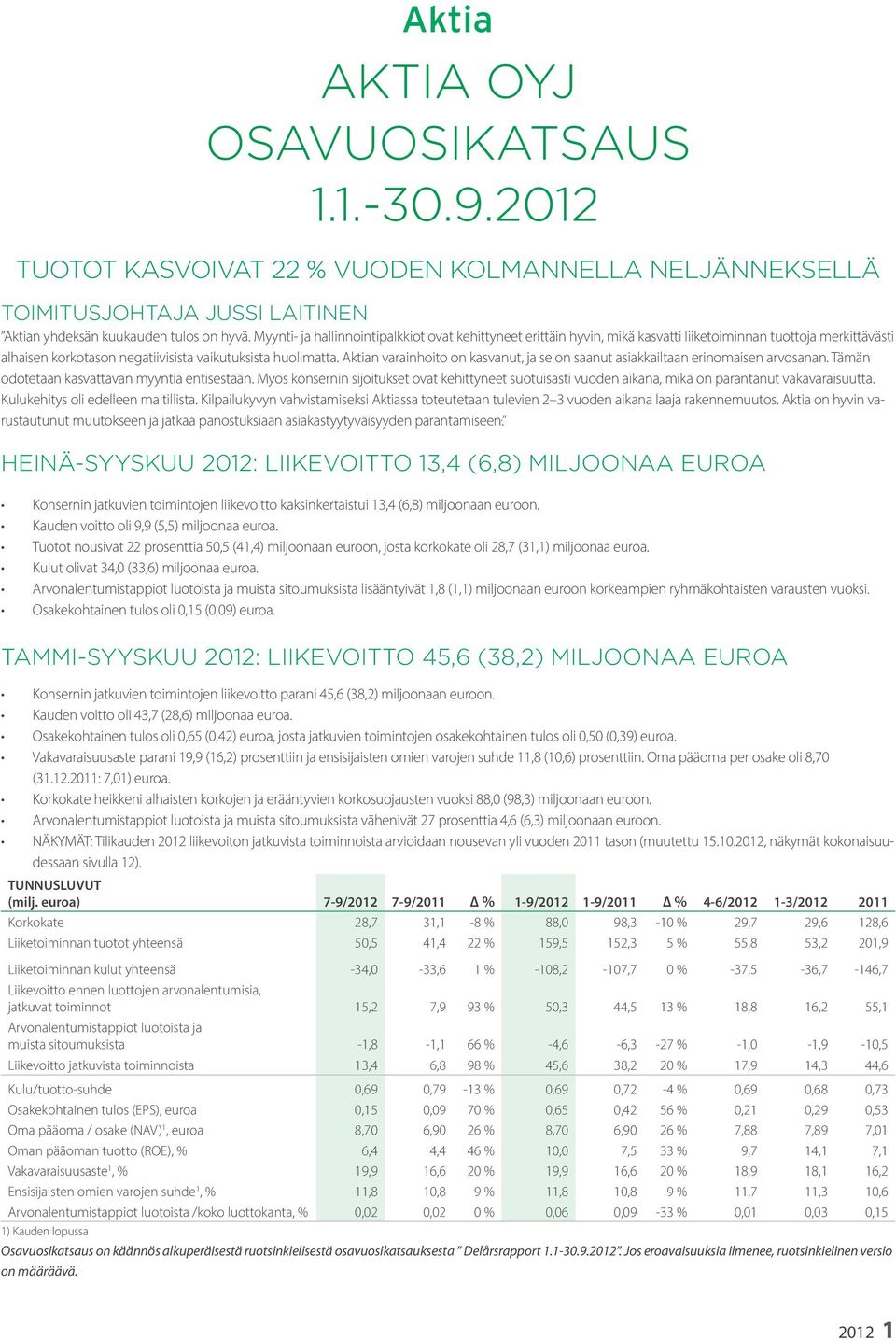 Aktian varainhoito on kasvanut, ja se on saanut asiakkailtaan erinomaisen arvosanan. Tämän odotetaan kasvattavan myyntiä entisestään.