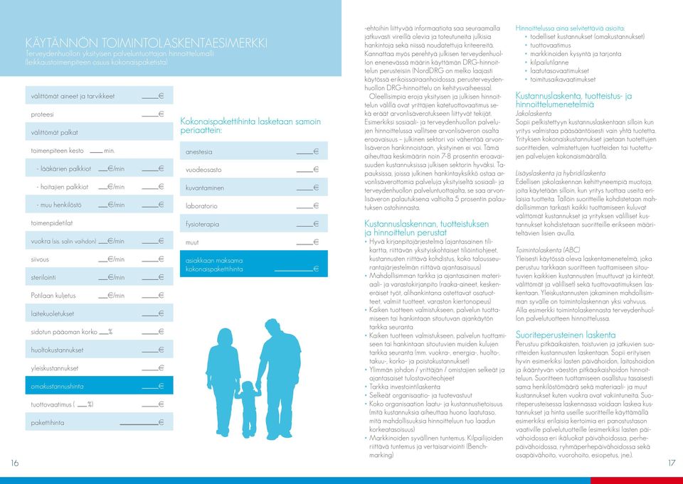 - lääkärien palkkiot /min - hoitajien palkkiot /min - muu henkilöstö /min Kokonaispakettihinta lasketaan samoin periaattein: anestesia vuodeosasto kuvantaminen laboratorio -ehtoihin liittyvää