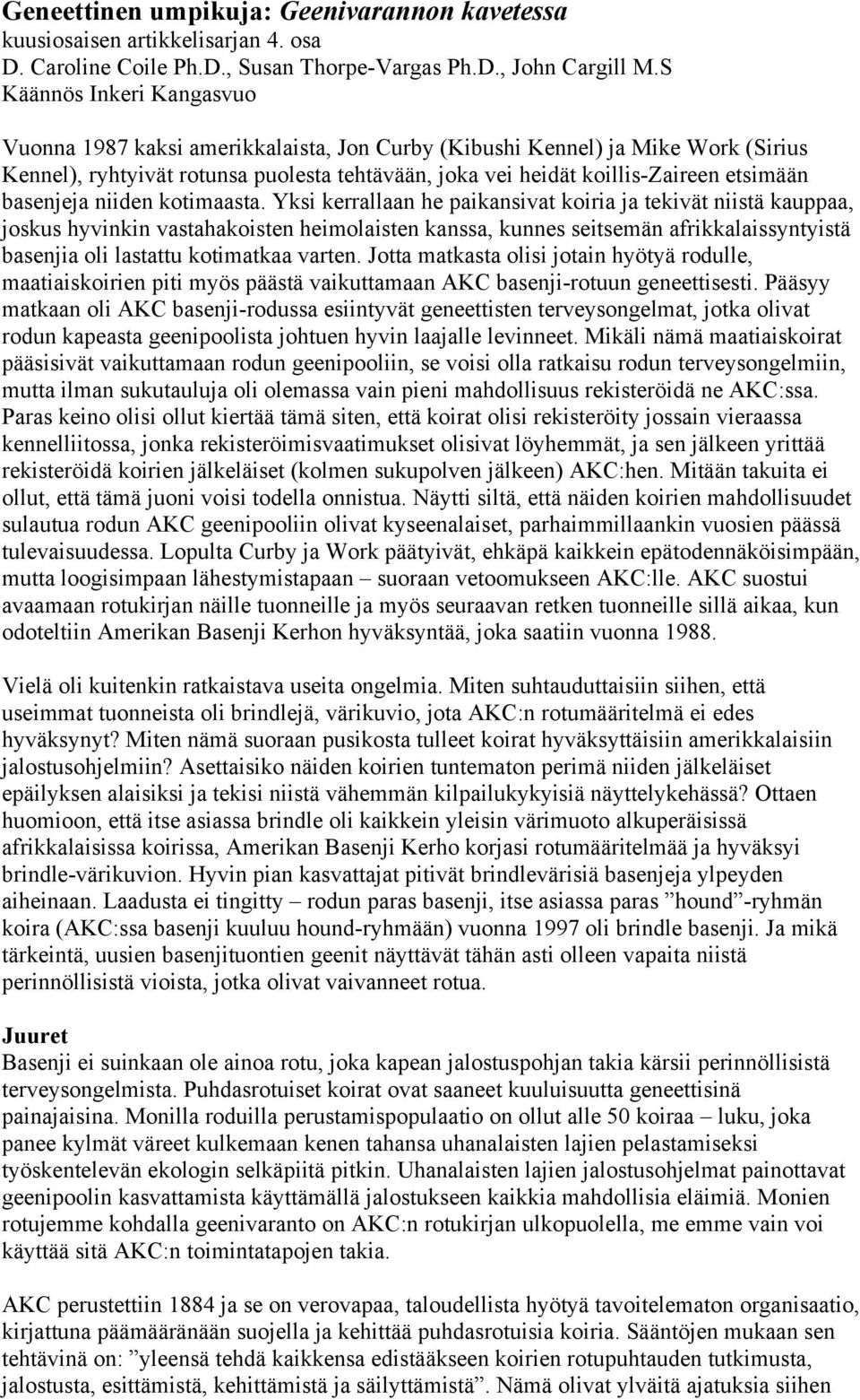basenjeja niiden kotimaasta.