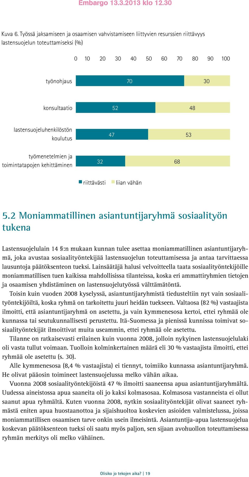 lastensuojeluhenkilöstön koulutus 47 53 työmenetelmien ja toimintatapojen kehittäminen 32 68 riittävästi liian vähän 5.