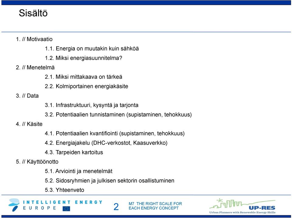 // Käsite 4.1. Potentiaalien kvantifiointi (supistaminen, tehokkuus) 4.2. Energiajakelu (DHC-verkostot, Kaasuverkko) 4.3. Tarpeiden kartoitus 5.