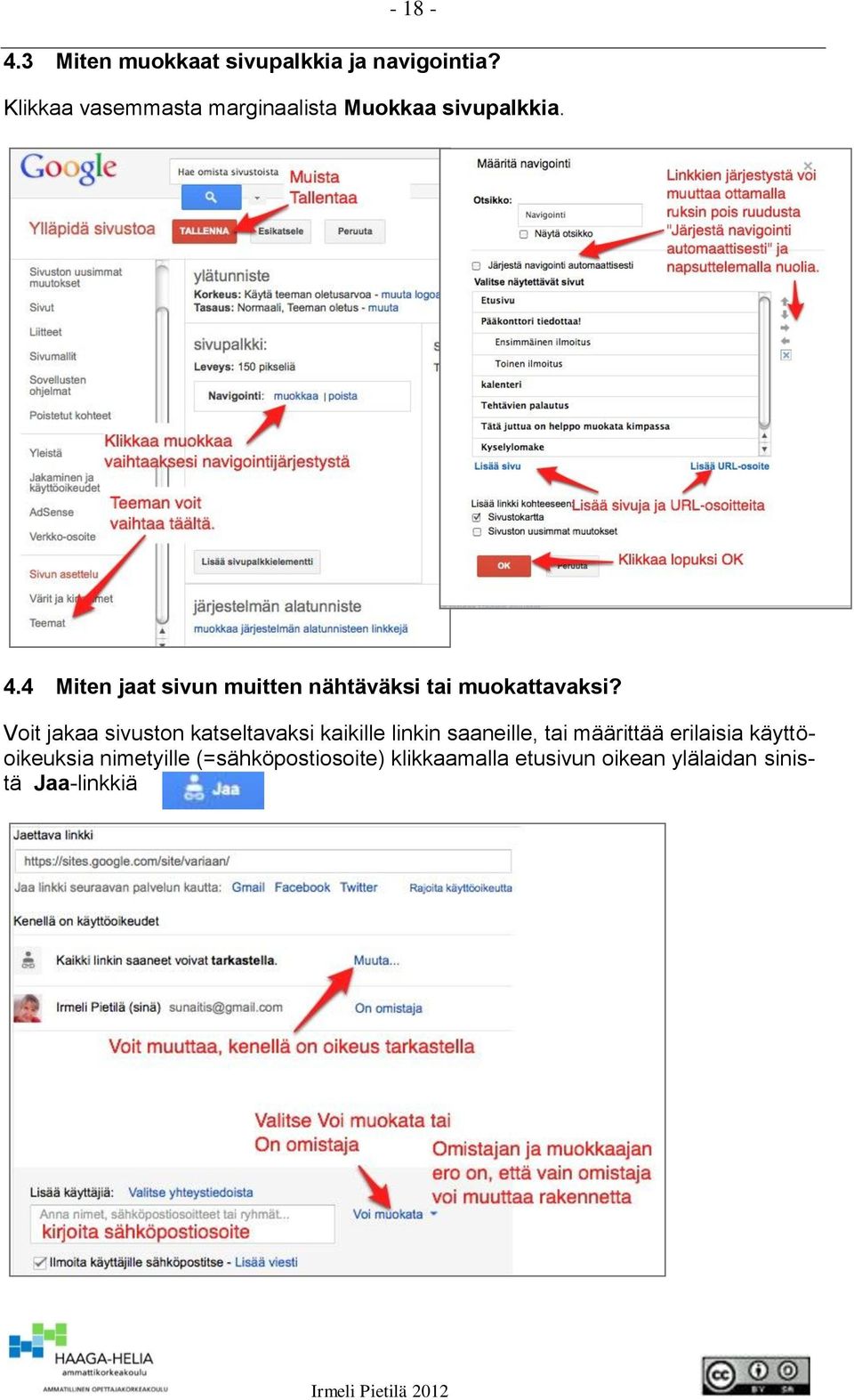 4 Miten jaat sivun muitten nähtäväksi tai muokattavaksi?