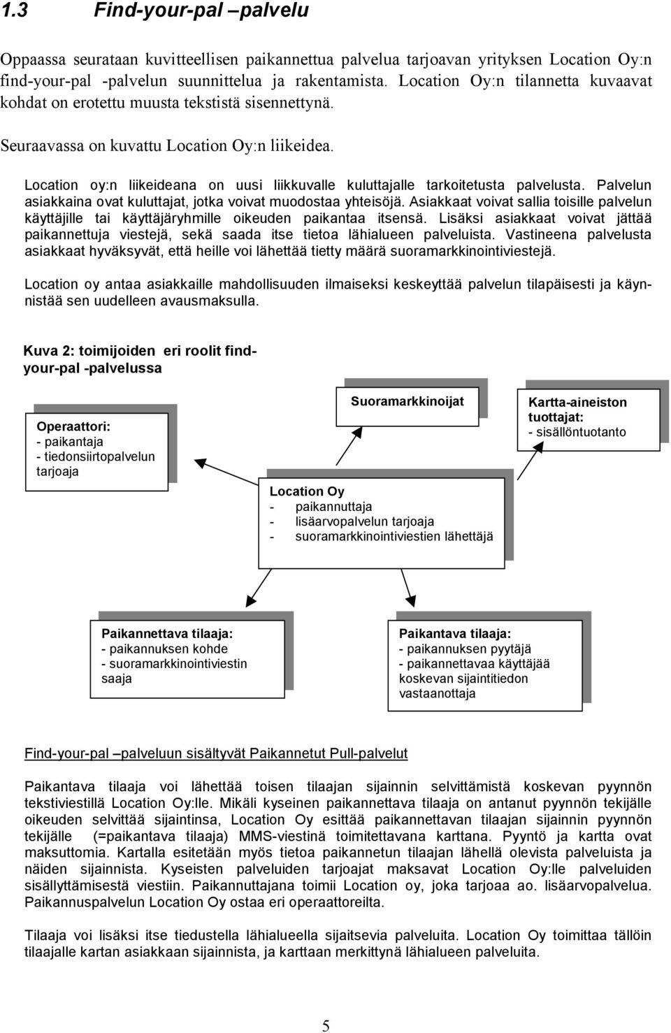 Location oy:n liikeideana on uusi liikkuvalle kuluttajalle tarkoitetusta palvelusta. Palvelun asiakkaina ovat kuluttajat, jotka voivat muodostaa yhteisöjä.