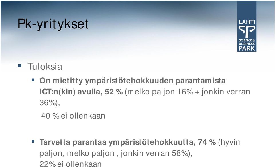 verran 36%), 40 % ei ollenkaan Tarvetta parantaa