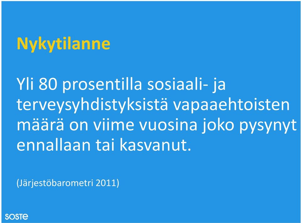 vapaaehtoisten määrä on viime vuosina