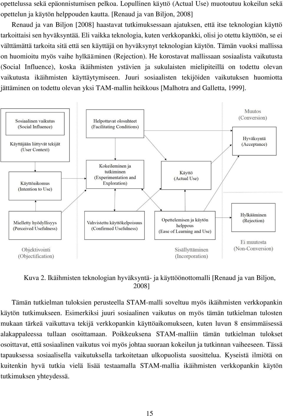 Eli vaikka teknologia, kuten verkkopankki, olisi jo otettu käyttöön, se ei välttämättä tarkoita sitä että sen käyttäjä on hyväksynyt teknologian käytön.