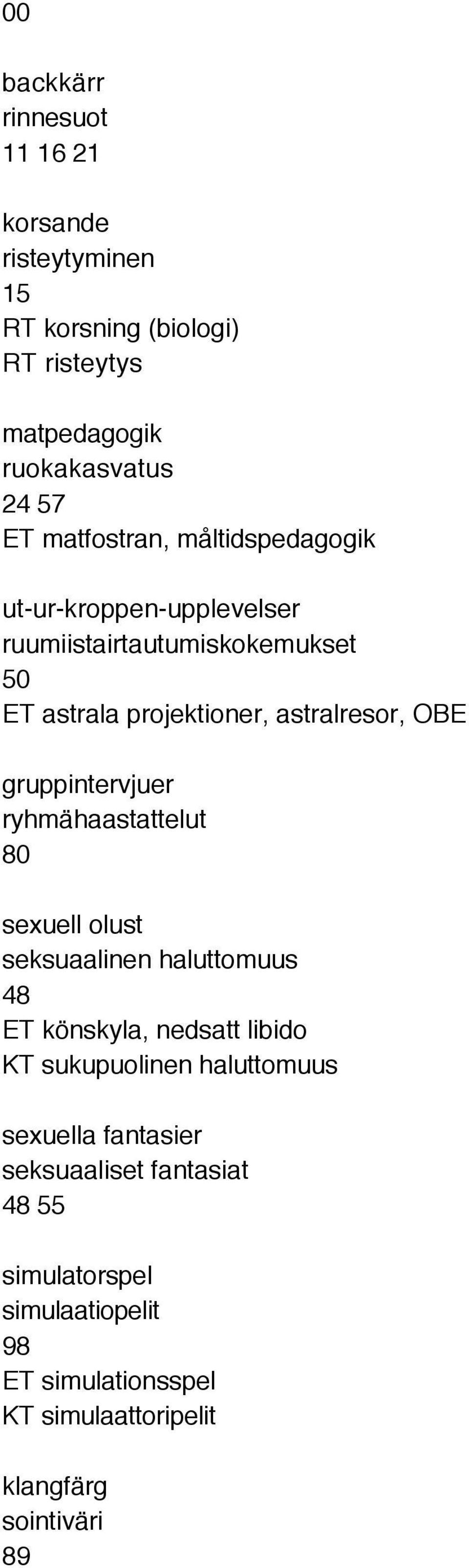 gruppintervjuer ryhmähaastattelut 80 sexuell olust seksuaalinen haluttomuus ET könskyla, nedsatt libido KT sukupuolinen haluttomuus