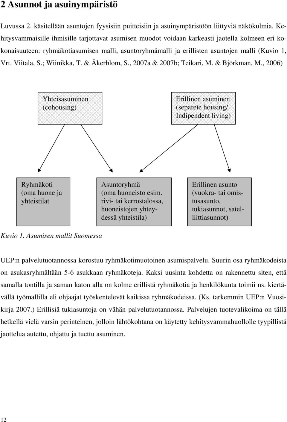 Viitala, S.; Wiinikka, T. & Åkerblom, S., 2007a & 2007b; Teikari, M. & Björkman, M.