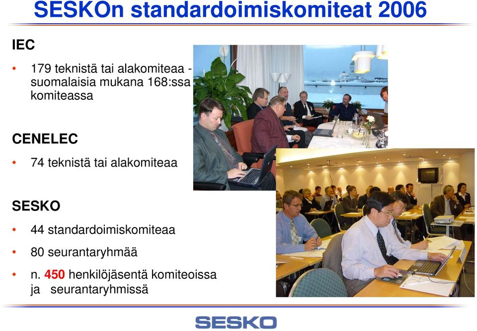 74 teknistä tai alakomiteaa SESKO 44 standardoimiskomiteaa 80