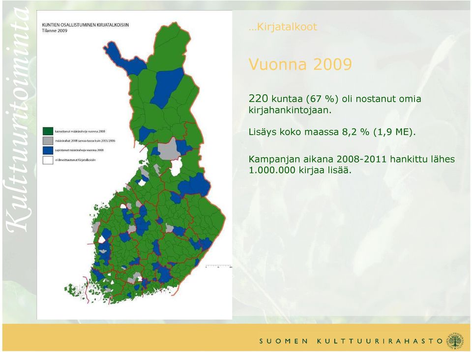 Lisäys koko maassa 8,2 % (1,9 ME).