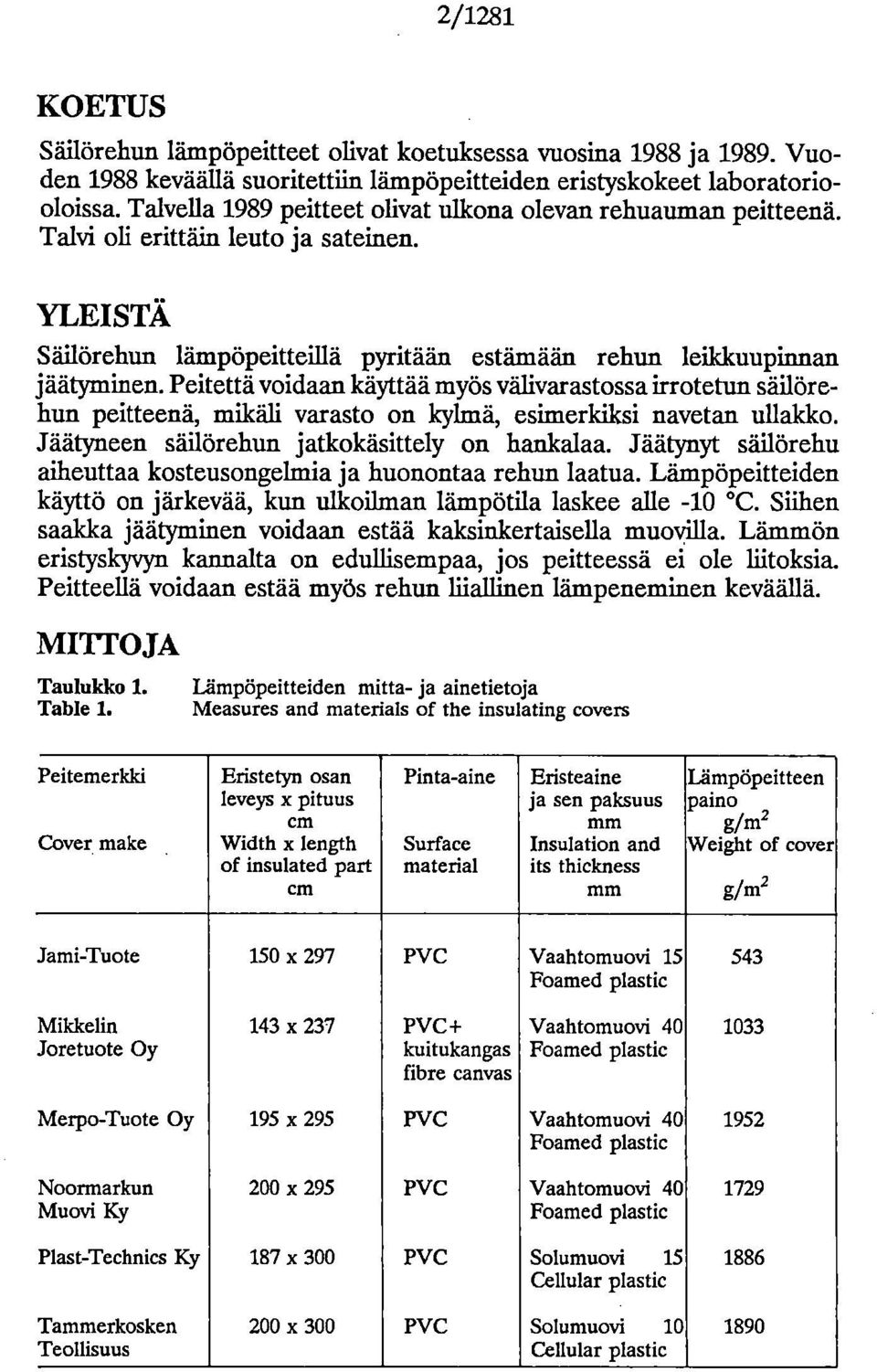 Peitettä voidaan käyttää myös välivarastossa irrotetun säilörehun peitteenä, mikäli varasto on kylmä, esimerkiksi navetan ullakko. Jäätyneen säilörehun jatkokäsittely on hankalaa.