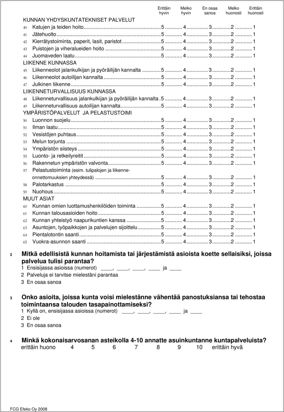 ..5... 4... 3...2...1 47 Julkinen liikenne...5... 4... 3...2...1 LIIKENNETURVALLISUUS KUNNASSA 48 Liikenneturvallisuus jalankulkijan ja pyöräilijän kannalta.5... 4... 3...2...1 49 Liikenneturvallisuus autoilijan kannalta.