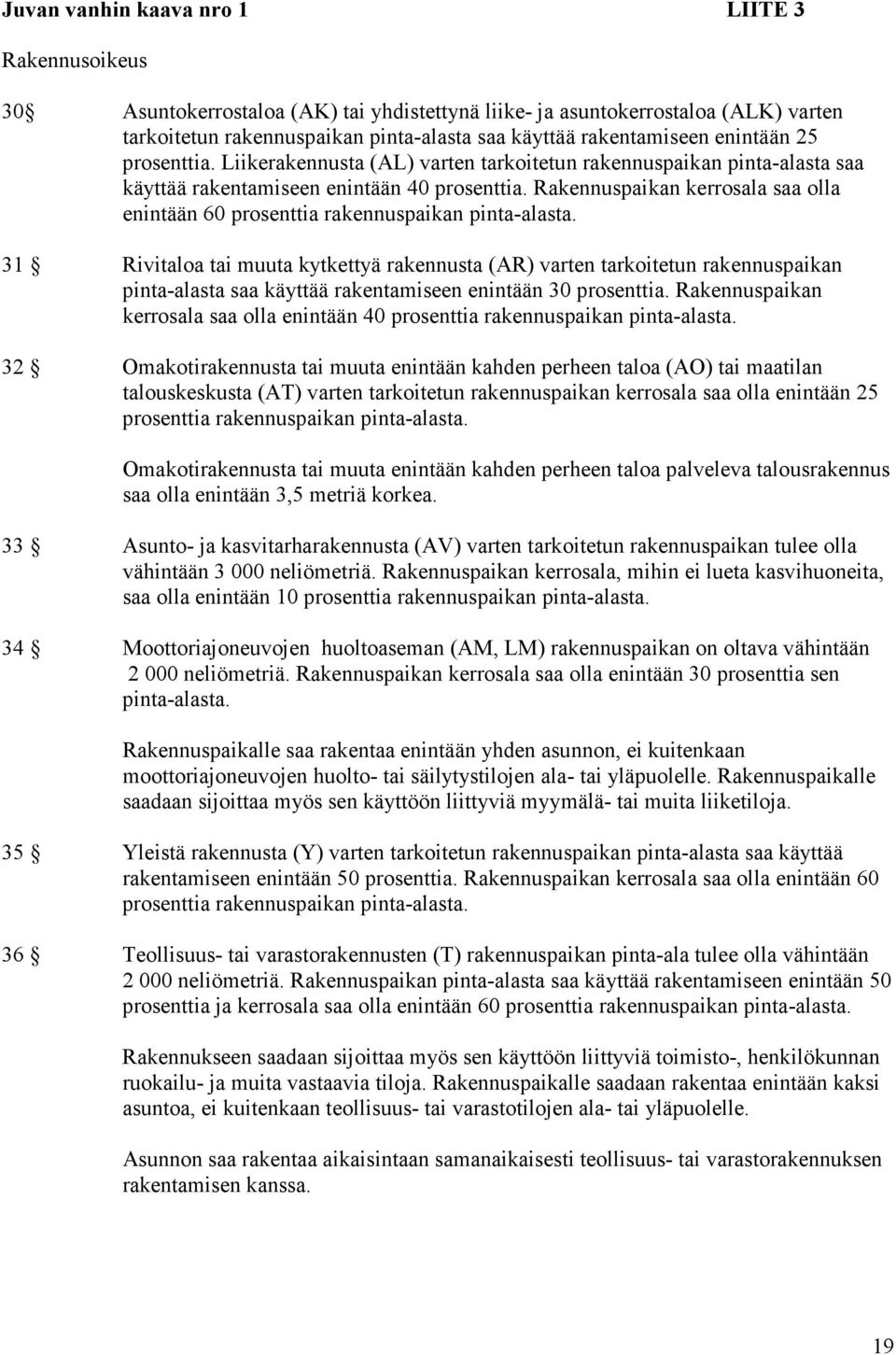 Rakennuspaikan kerrosala saa olla enintään 60 prosenttia rakennuspaikan pinta-alasta.