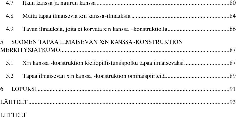 .. 86 5 SUOMEN TAPAA ILMAISEVAN X:N KANSSA -KONSTRUKTION MERKITYSJATKUMO... 87 5.