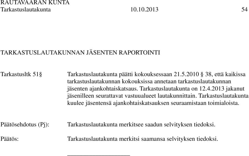 Tarkastuslautakunta päätti kokouksessaan 21.5.