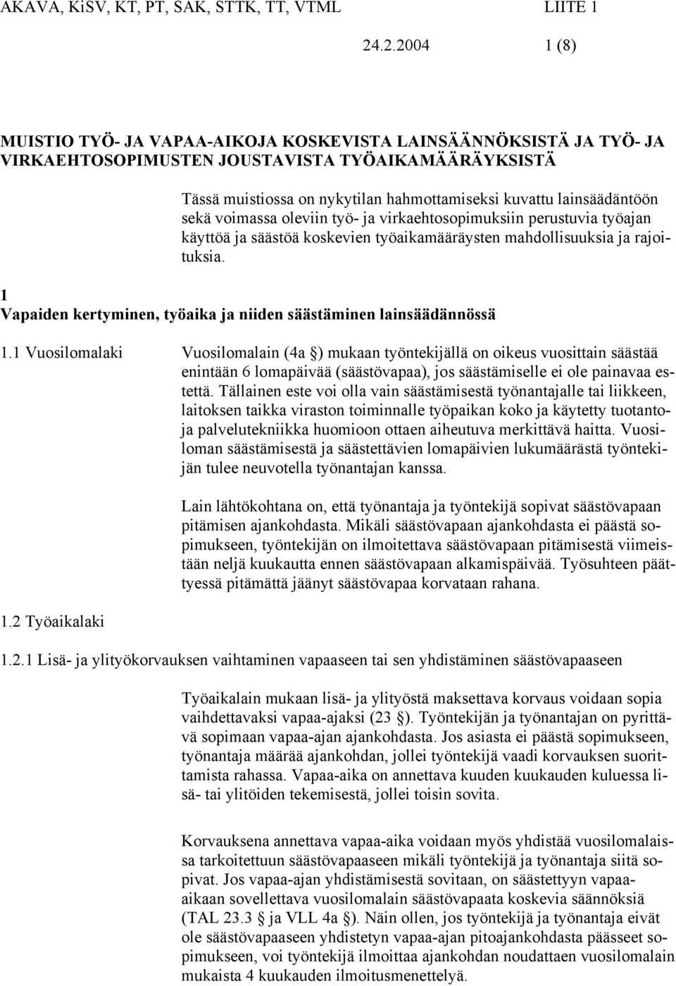 lainsäädäntöön sekä voimassa oleviin työ- ja virkaehtosopimuksiin perustuvia työajan käyttöä ja säästöä koskevien työaikamääräysten mahdollisuuksia ja rajoituksia.