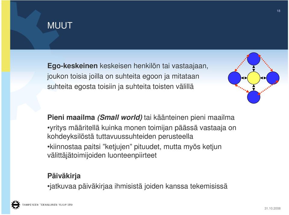 kuinka monen toimijan päässä vastaaja on kohdeyksilöstä tuttavuussuhteiden perusteella kiinnostaa paitsi ketjujen