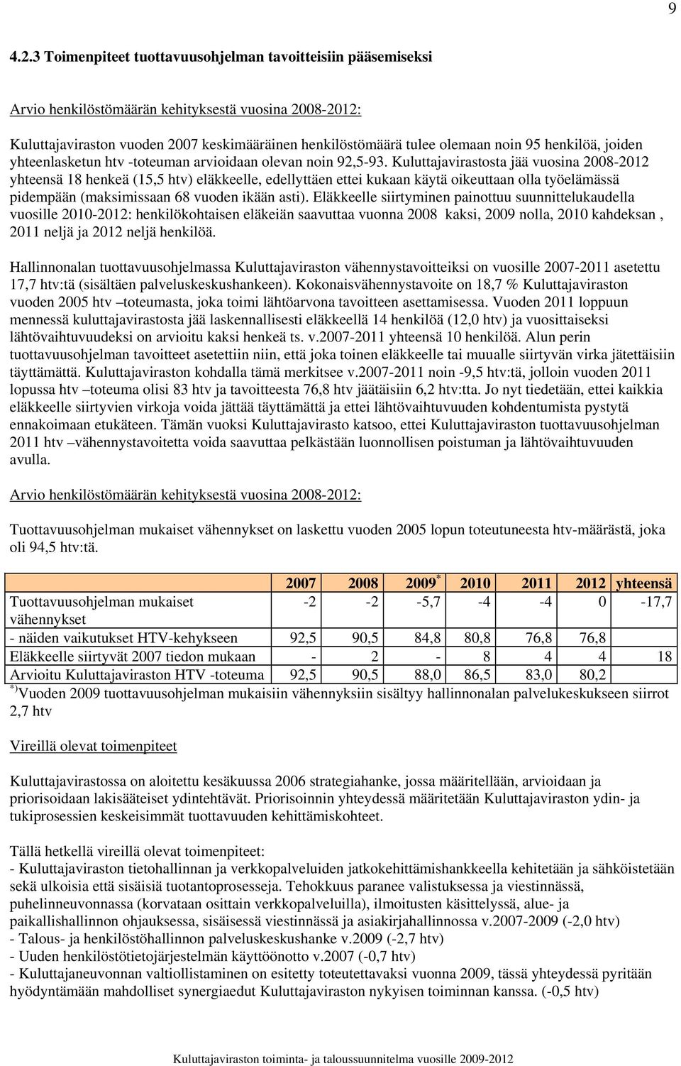 henkilöä, joiden yhteenlasketun htv -toteuman arvioidaan olevan noin 92,5-93.