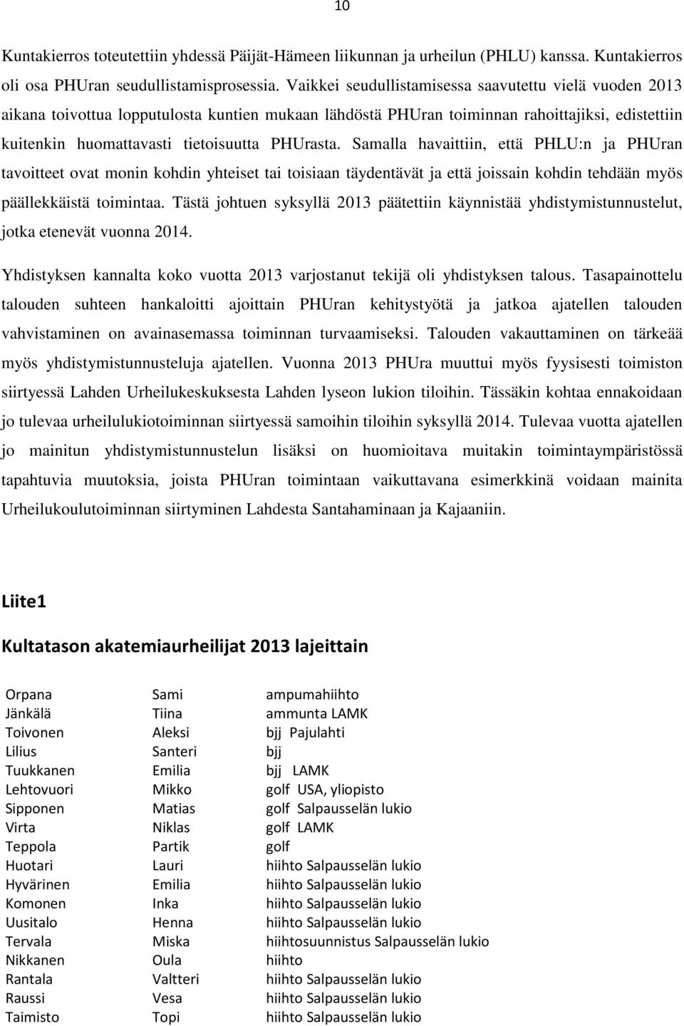 Samalla havaittiin, että PHLU:n ja PHUran tavoitteet ovat monin kohdin yhteiset tai toisiaan täydentävät ja että joissain kohdin tehdään myös päällekkäistä toimintaa.