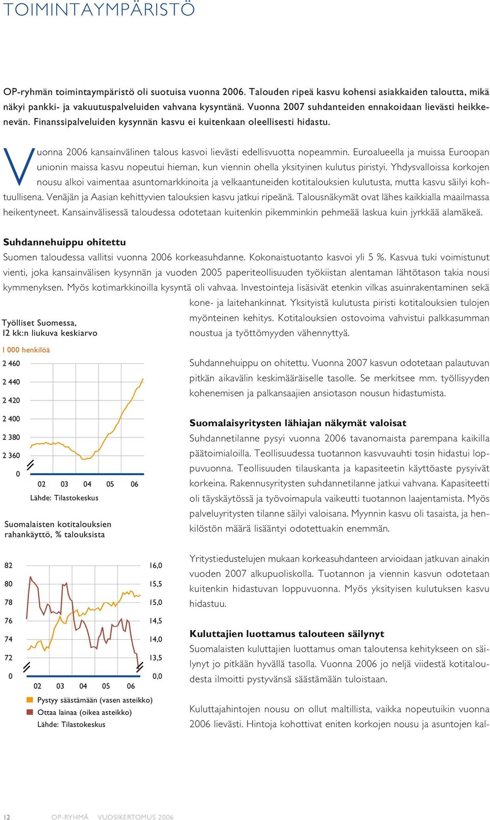 Vuonna 2006 kansainvälinen talous kasvoi lievästi edellisvuotta nopeammin. Euroalueella ja muissa Euroopan unionin maissa kasvu nopeutui hieman, kun viennin ohella yksityinen kulutus piristyi.