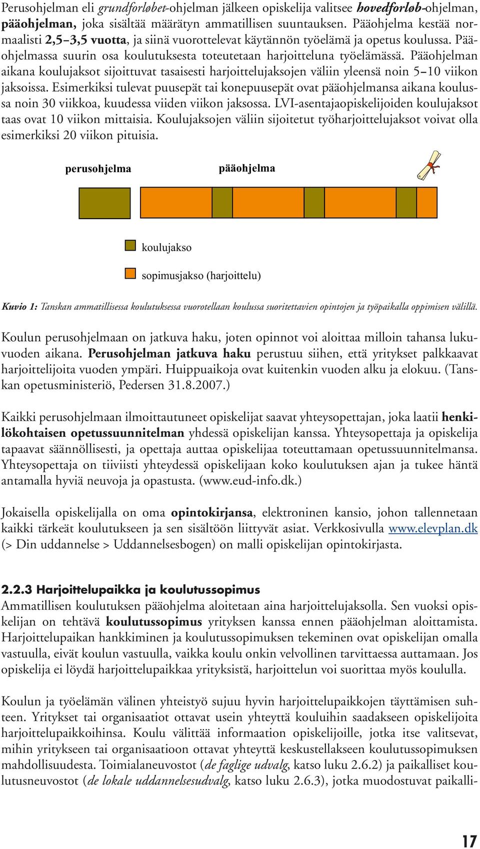 Pääohjelman aikana koulujaksot sijoittuvat tasaisesti harjoittelujaksojen väliin yleensä noin 5 10 viikon jaksoissa.