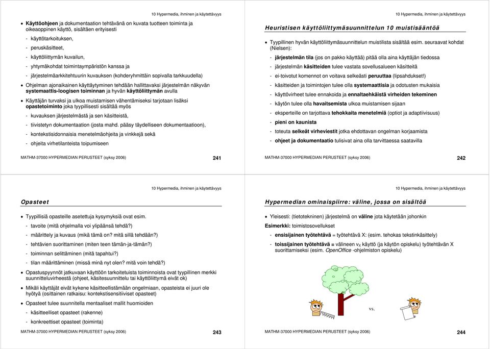 systemaattis-loogisen toiminnan ja hyvän käyttöliittymän avulla Käyttäjän turvaksi ja ulkoa muistamisen vähentämiseksi tarjotaan lisäksi opastetoiminto joka tyypillisesti sisältää myös - kuvauksen