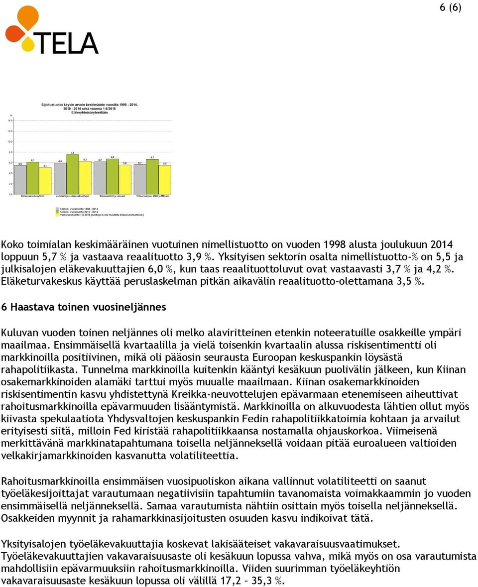 Eläketurvakeskus käyttää peruslaskelman pitkän aikavälin reaalituotto-olettamana 3,5 %.