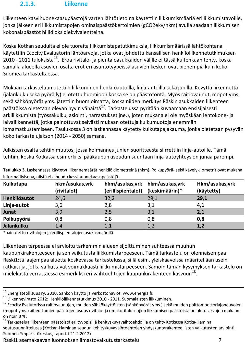 saadaan liikkumisen kokonaispäästöt hiilidioksidiekvivalentteina.