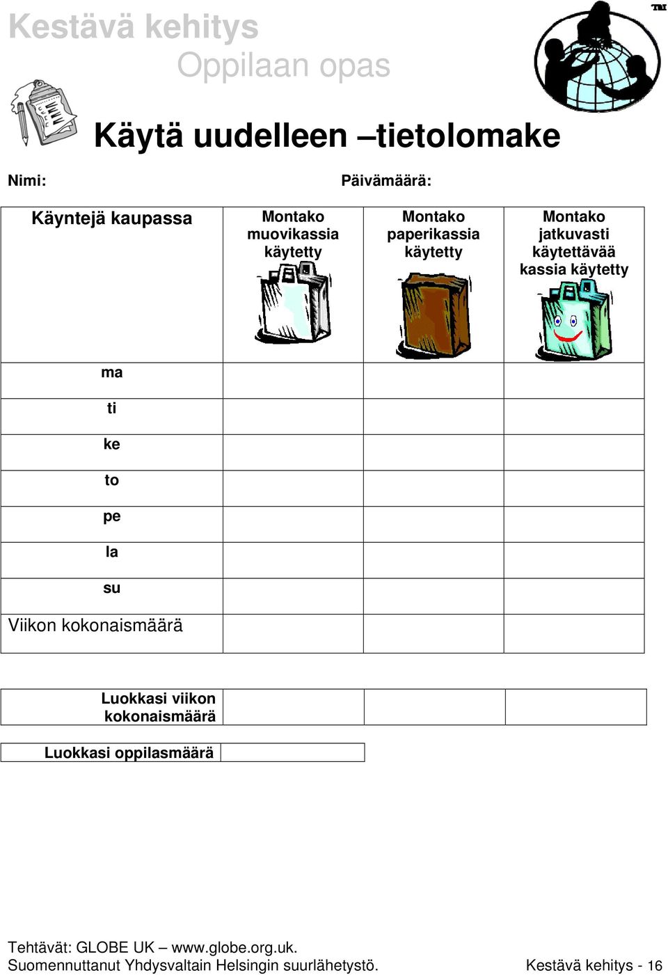 käytetty ma ti ke to pe la su Viikon kokonaismäärä Luokkasi viikon kokonaismäärä