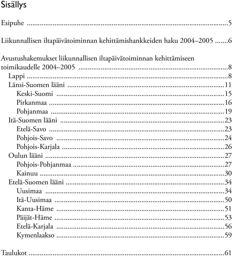 ..11 Keski-Suomi...15 Pirkanmaa...16 Pohjanmaa...19 Itä-Suomen lääni...23 Etelä-Savo...23 Pohjois-Savo...24 Pohjois-Karjala.