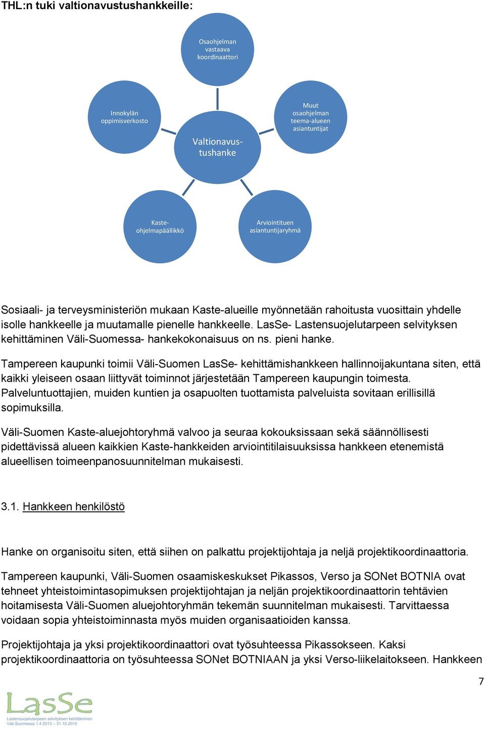 LasSe- Lastensuojelutarpeen selvityksen kehittäminen Väli-Suomessa- hankekokonaisuus on ns. pieni hanke.