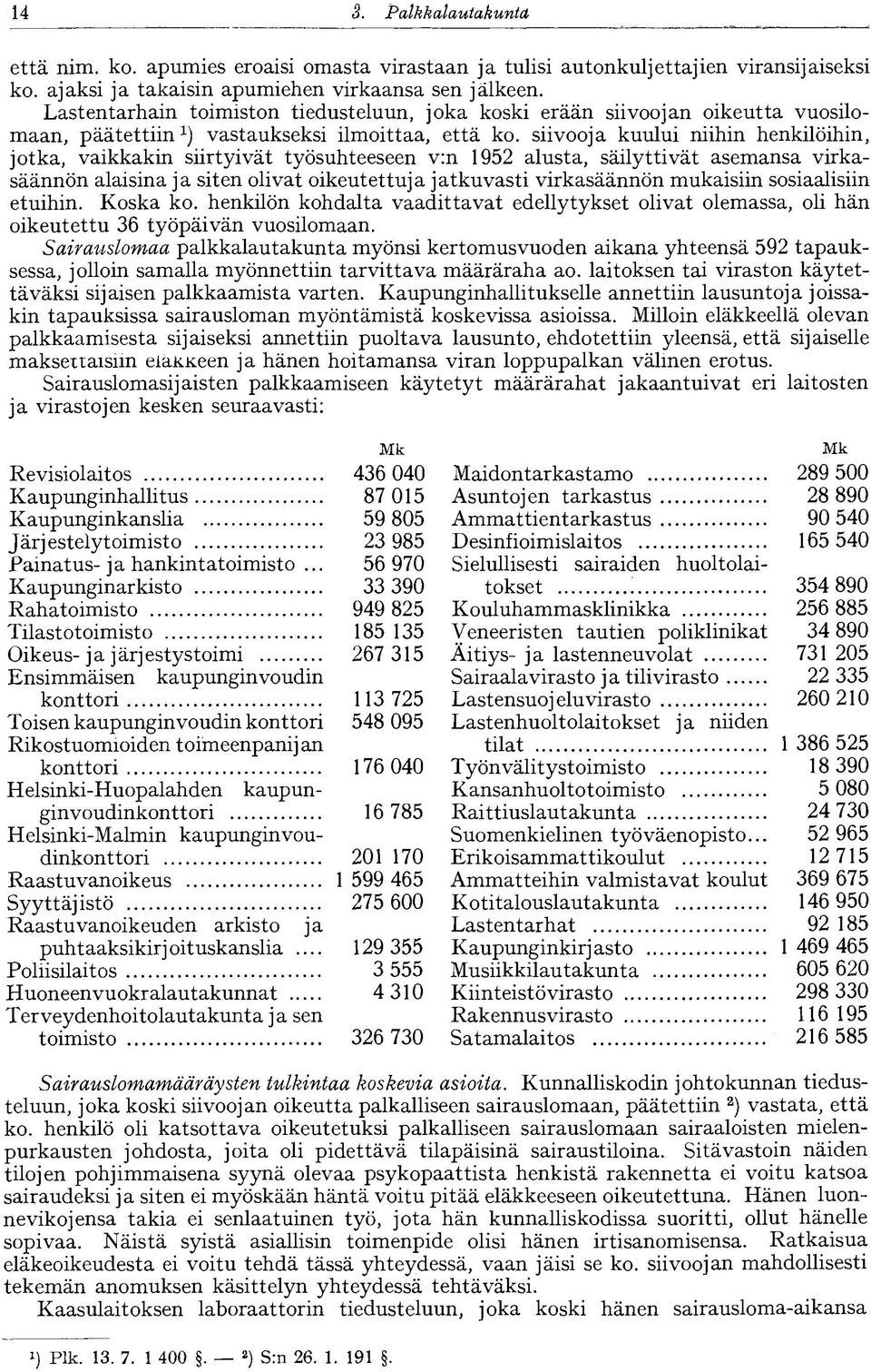 siivooja kuului niihin henkilöihin, jotka, vaikkakin siirtyivät työsuhteeseen v:n 1952 alusta, säilyttivät asemansa virkasäännön alaisina ja siten olivat oikeutettuja jatkuvasti virkasäännön