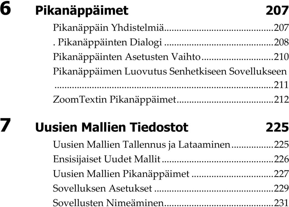 ..211 ZoomTextin Pikanäppäimet.
