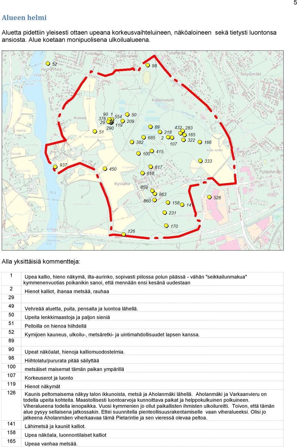 2 Hienot kalliot, ihanaa metsää, rauhaa 29 49 50 51 52 89 Vehreää aluetta, puita, pensaita ja luontoa lähellä.