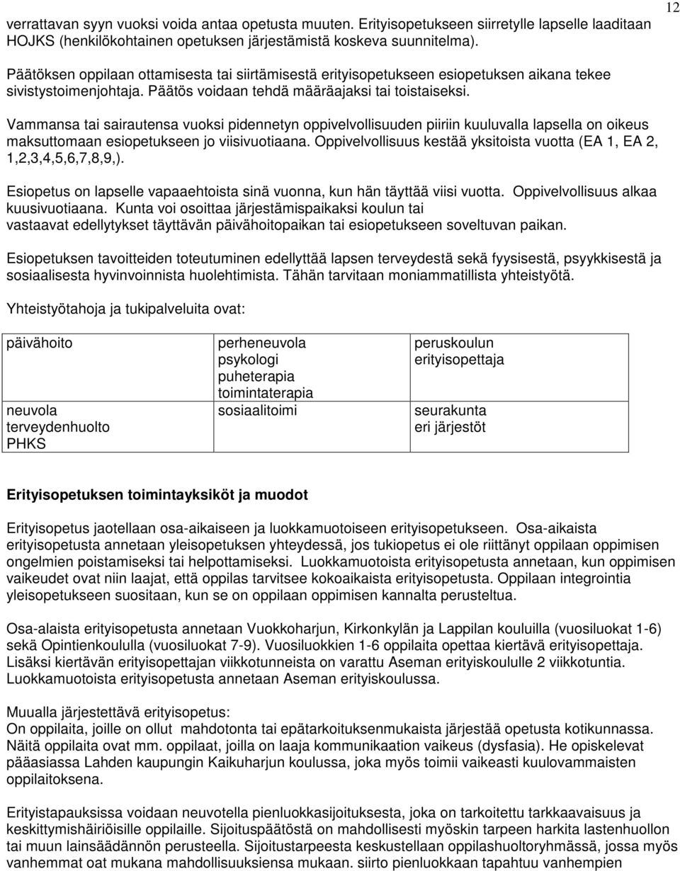 Vammansa tai sairautensa vuoksi pidennetyn oppivelvollisuuden piiriin kuuluvalla lapsella on oikeus maksuttomaan esiopetukseen jo viisivuotiaana.