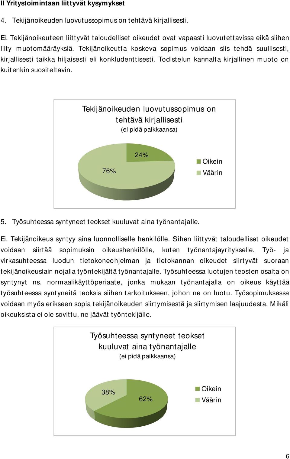 Tekijänoikeutta koskeva sopimus voidaan siis tehdä suullisesti, kirjallisesti taikka hiljaisesti eli konkludenttisesti. Todistelun kannalta kirjallinen muoto on kuitenkin suositeltavin.