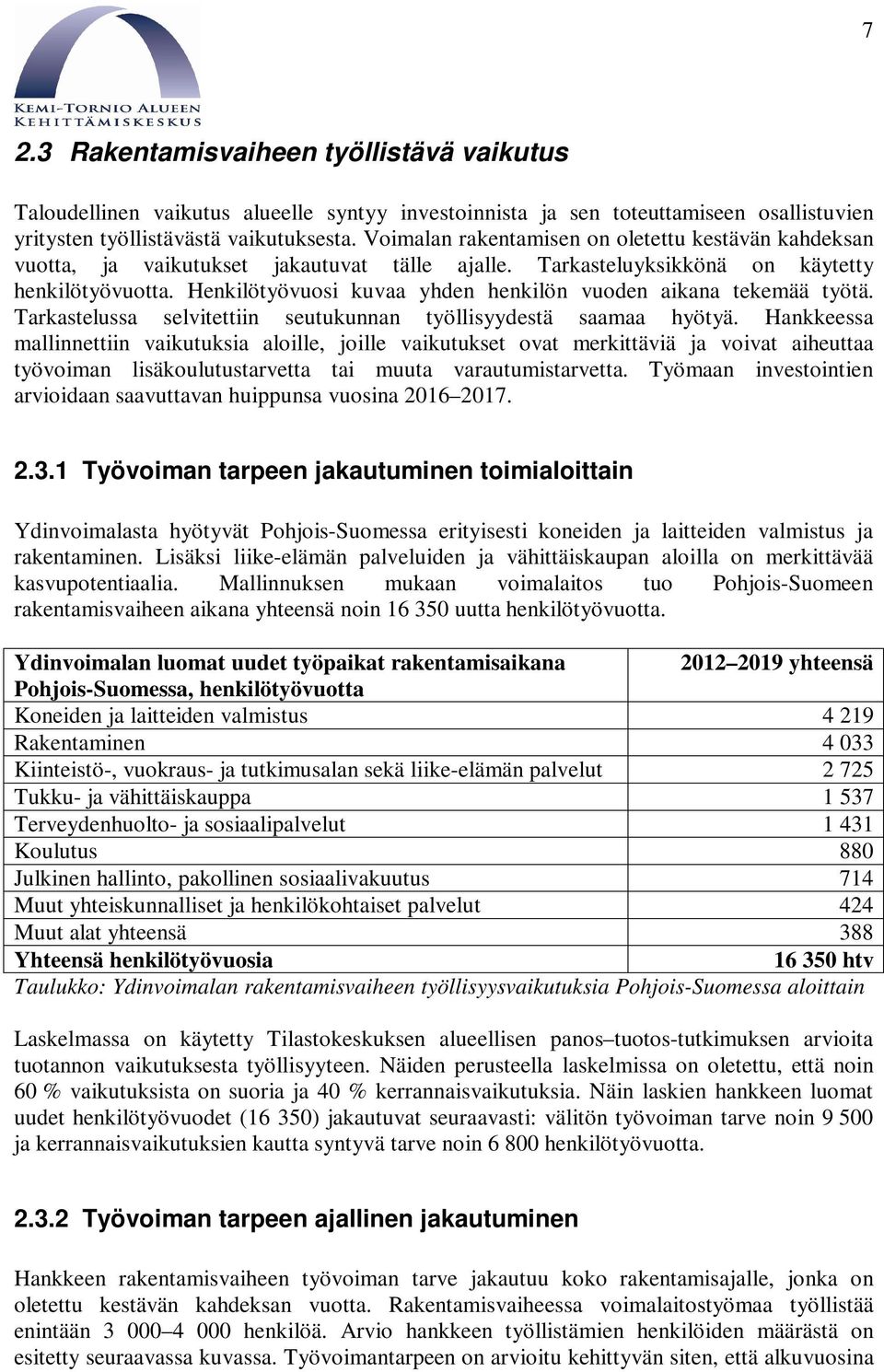 Henkilötyövuosi kuvaa yhden henkilön vuoden aikana tekemää työtä. Tarkastelussa selvitettiin seutukunnan työllisyydestä saamaa hyötyä.