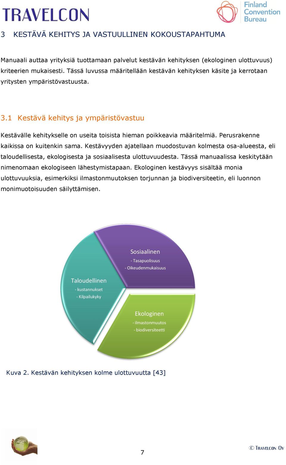 1 Kestävä kehitys ja ympäristövastuu Kestävälle kehitykselle on useita toisista hieman poikkeavia määritelmiä. Perusrakenne kaikissa on kuitenkin sama.