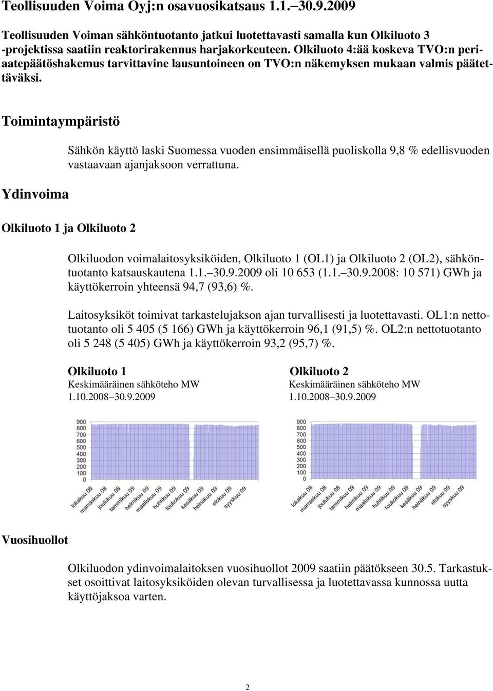 Toimintaympäristö Ydinvoima Sähkön käyttö laski Suomessa vuoden ensimmäisellä puoliskolla 9,8 % edellisvuoden vastaavaan ajanjaksoon verrattuna.