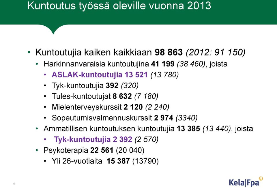 632 (7 180) Mielenterveyskurssit 2 120 (2 240) Sopeutumisvalmennuskurssit 2 974 (3340) Ammatillisen kuntoutuksen